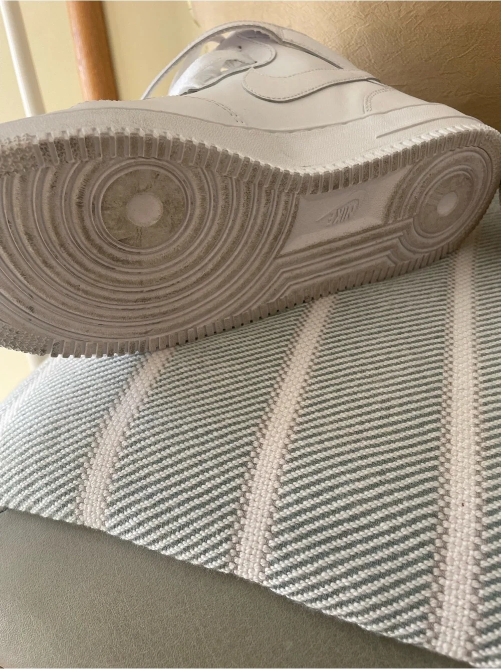 Nike Air Force 1 All-White High-Top Strap Sneakers